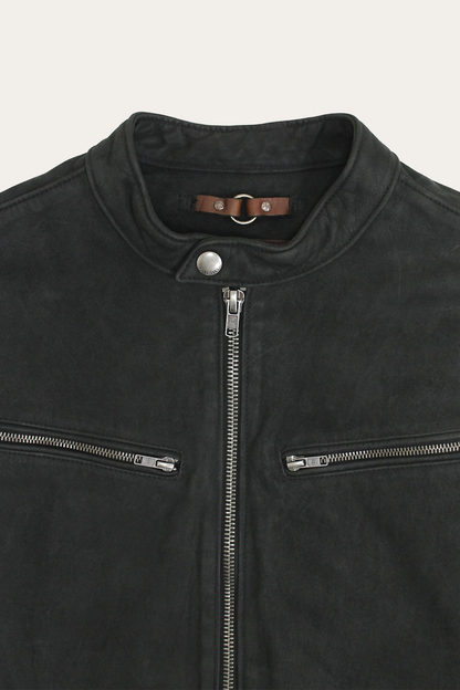 Men’s Black Cattleman Vintage Cafe Racer Leather Jacket | Frye Smart Buy