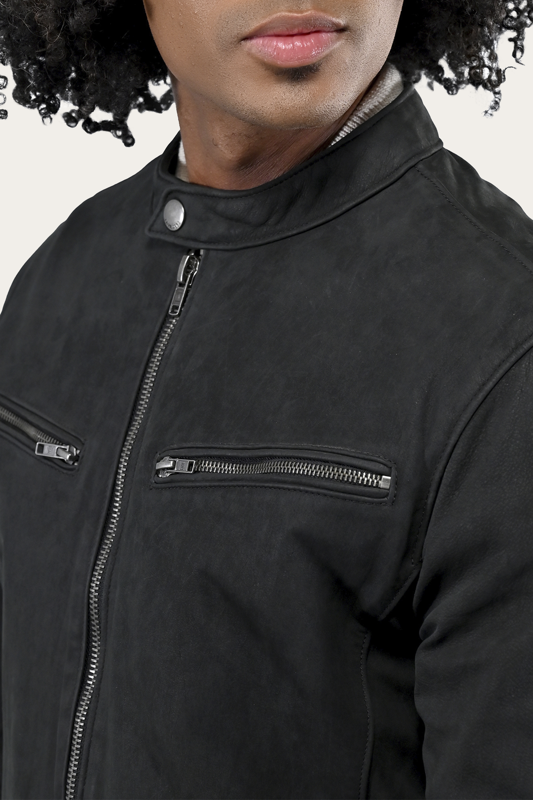Men’s Black Cattleman Vintage Cafe Racer Leather Jacket | Frye Smart Buy