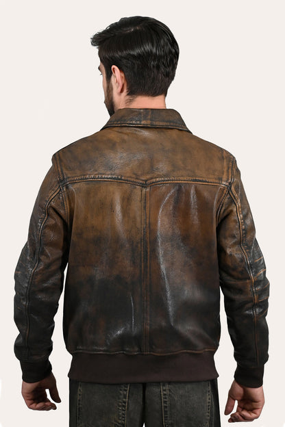 Men’s Brown Beige Nebraska Bomber Leather Jacket | Frye Smart Buy