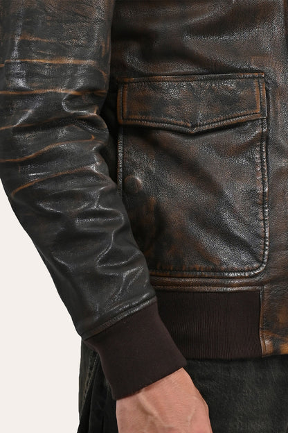 Men’s Brown Beige Nebraska Bomber Leather Jacket | Frye Smart Buy