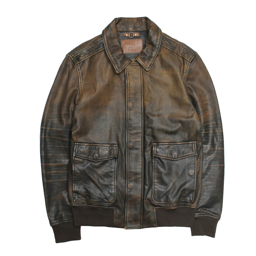 Men’s Brown Beige Nebraska Bomber Leather Jacket | Frye Smart Buy