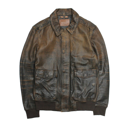 Men’s Brown Beige Nebraska Bomber Leather Jacket | Frye Smart Buy