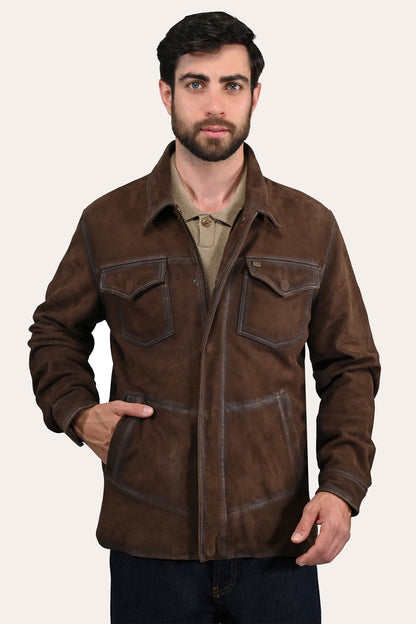 Men’s Dark Brown Brody Suede Shacket | Frye Trending